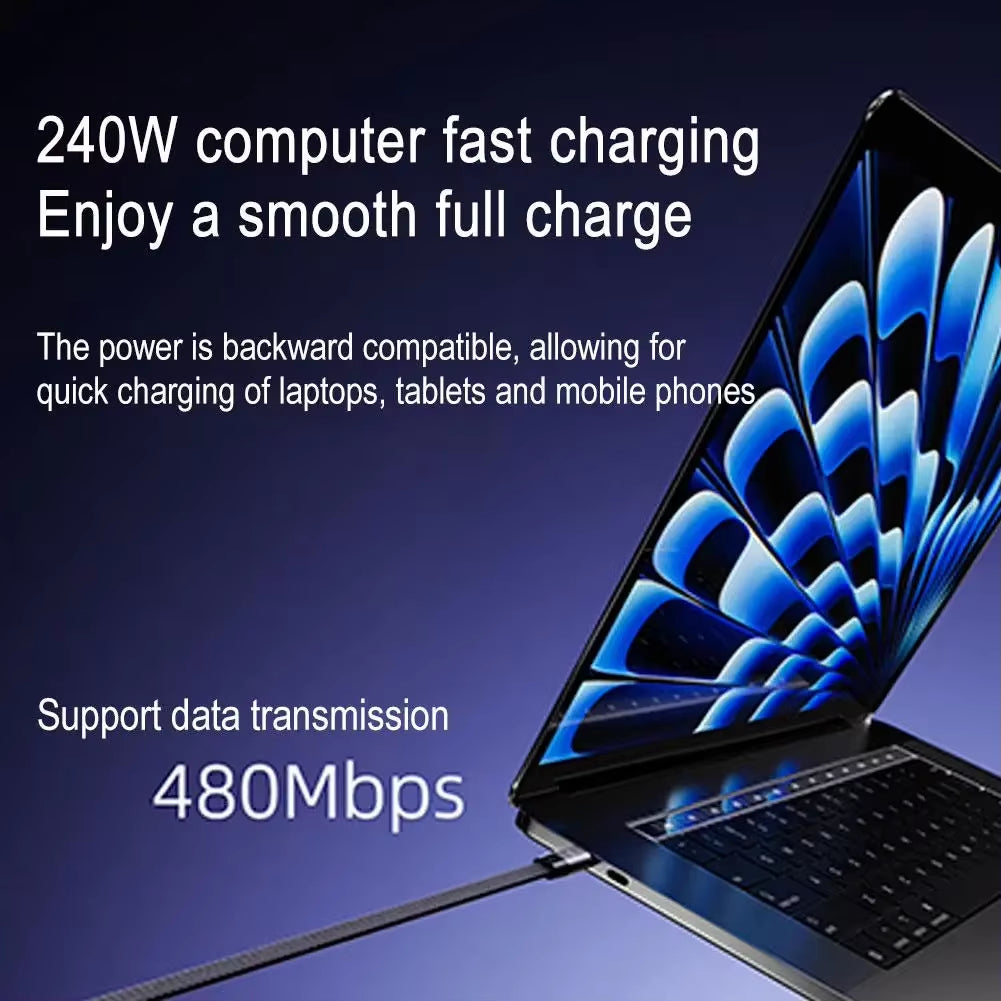 240W Type-C to Type C Cable Elbow Fast Charging Data Cable Foldable Stand Phone Holder for Iphone 17/16/15 for Samsung Charger